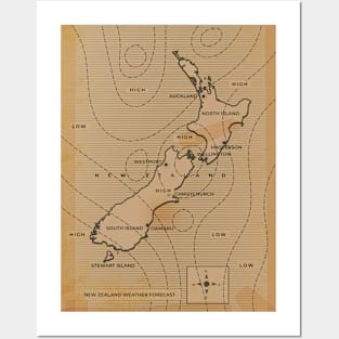 New Zealand weather map Posters and Art